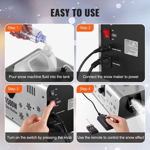 Snow Machine 1500W trådlös fjärrkontroll Handhållen hängande snömaskin |  EU
