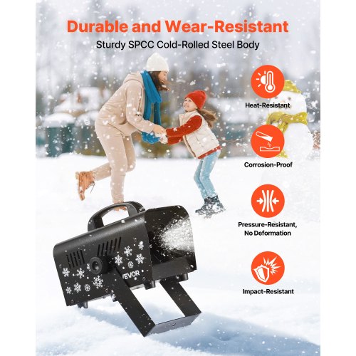 snömaskin, kraftfull 1500W, handhållen/hängande snömaskin, trådlös fjärrkontroll, snöflingemaskin med 5L vätsketank, snöflingemaskin för juldekorationer utomhus och inomhus |  EU