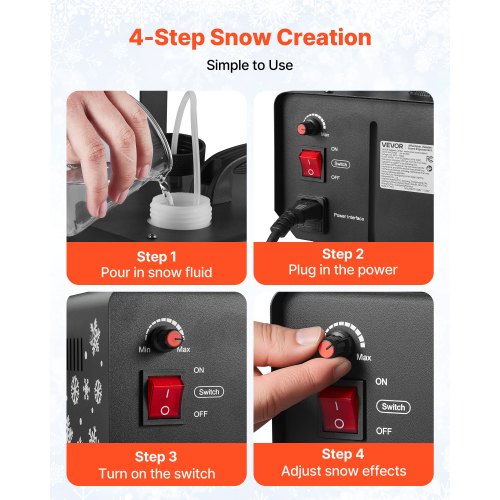 snömaskin, kraftfull 650W handhållen/hängande konstgjord snömaskin, snöflingemaskin med bärbart handtag, konstgjord snöflingemaskin för utomhus- och inomhusbruk för högtider, DJ-fester, juldekorationer |  EU