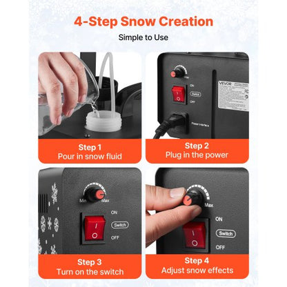 snömaskin, kraftfull 650W handhållen/hängande konstgjord snömaskin, snöflingemaskin med bärbart handtag, konstgjord snöflingemaskin för utomhus- och inomhusbruk för högtider, DJ-fester, juldekorationer |  EU