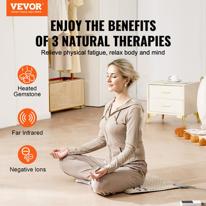 Far Infrared Heating Pad Amethyst Gemstones Heating Mat with Negative Ions