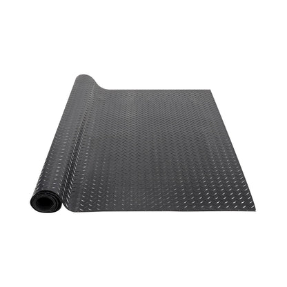 Diamond-Plate gummigolvrulle, 3 mm x 4 fot x 15 fot garagegolvmatta, SBR gummigaragegolvrulle, lätt att rengöra, Diamond Plate gummimatta för under bilar, Garage Industry Gym, svart
