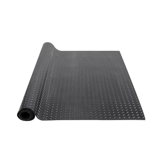 Diamond-Plate gummigolvrulle, 3 mm x 4 fot x 15 fot garagegolvmatta, SBR gummigaragegolvrulle, lätt att rengöra, Diamond Plate gummimatta för under bilar, Garage Industry Gym, svart