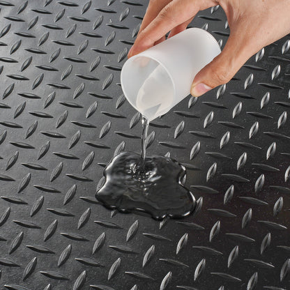 Diamond-Plate gummigolvrulle, 3 mm x 4 fot x 15 fot garagegolvmatta, SBR gummigaragegolvrulle, lätt att rengöra, Diamond Plate gummimatta för under bilar, Garage Industry Gym, svart