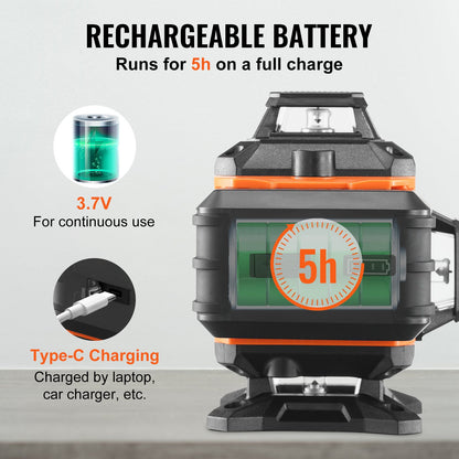 Laser Level 100ft Green Cross Line Self-Leveling High Accuracy Measurement