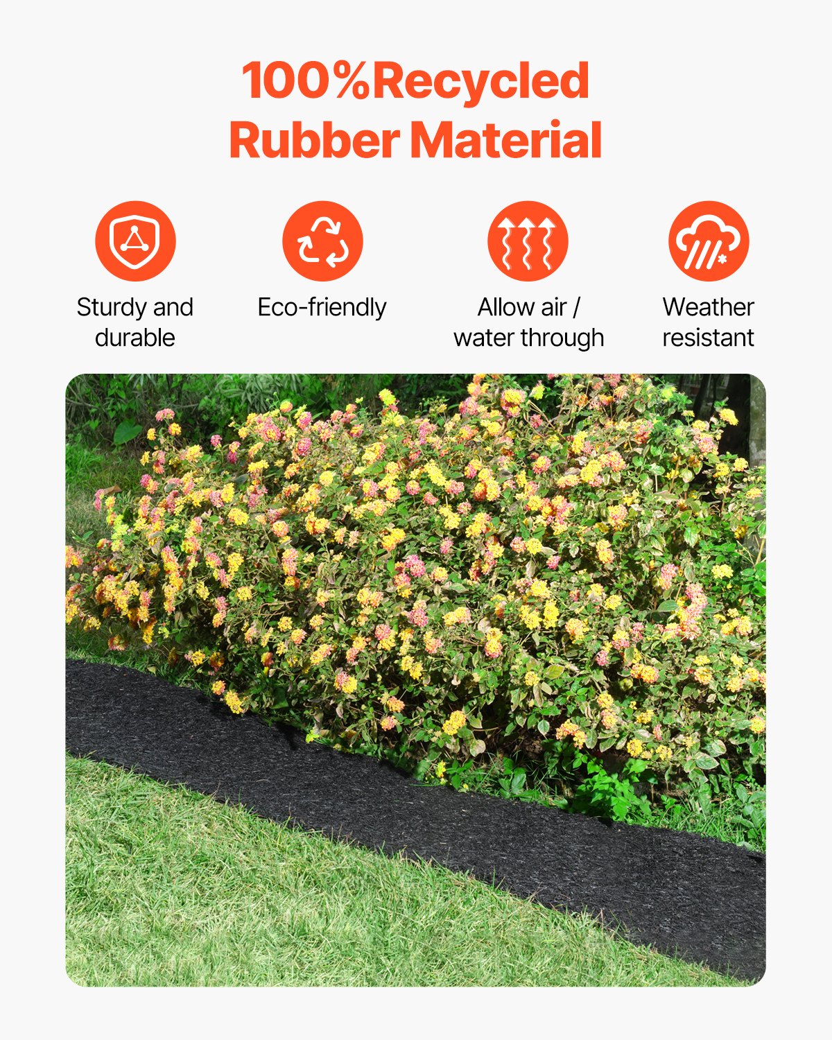 4 Rolls Rubber Mulch Roll for Landscaping 120 x 4.5 Inch Rubber Mulch Mat