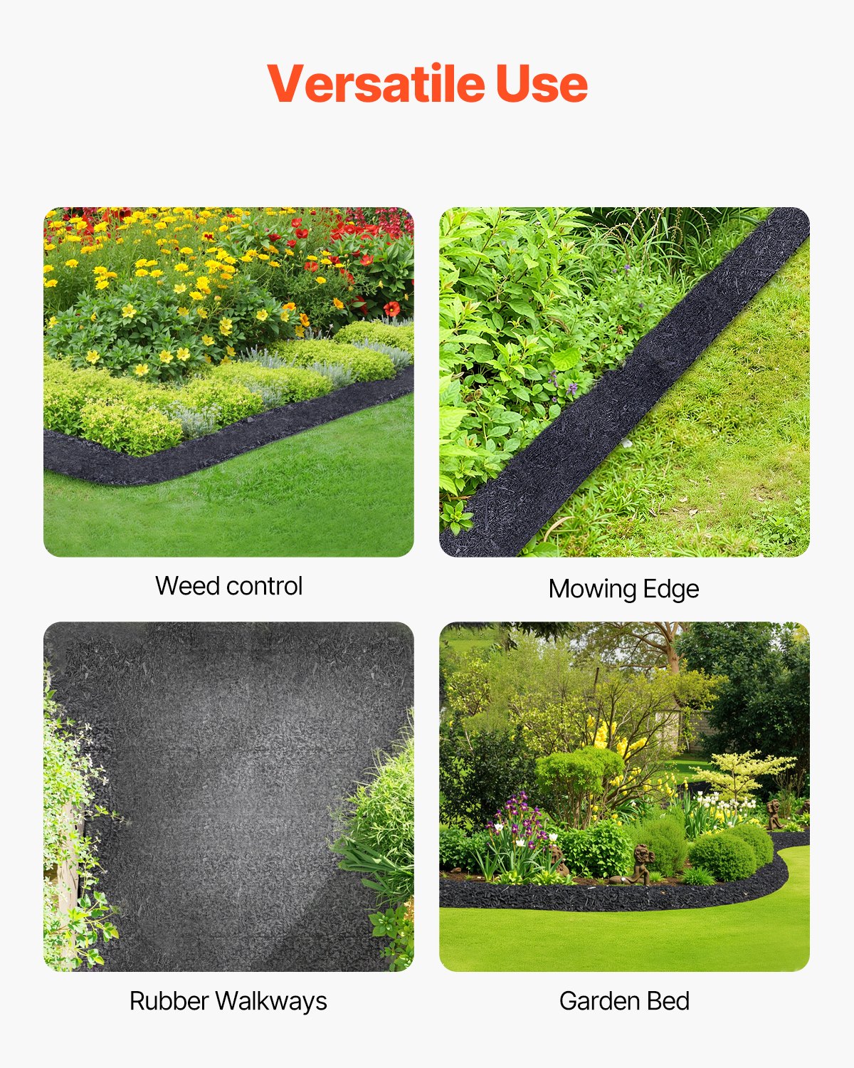 4 Rolls Rubber Mulch Roll for Landscaping 120 x 4.5 Inch Rubber Mulch Mat