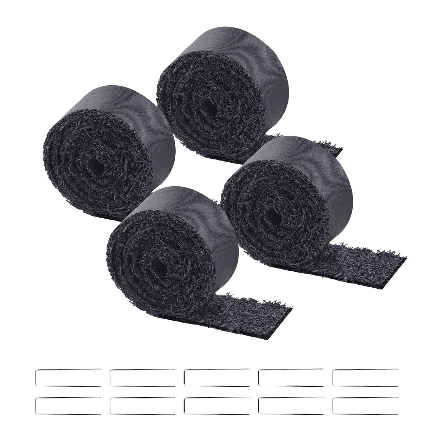 4 Rolls Rubber Mulch Roll for Landscaping 120 x 4.5 Inch Rubber Mulch Mat