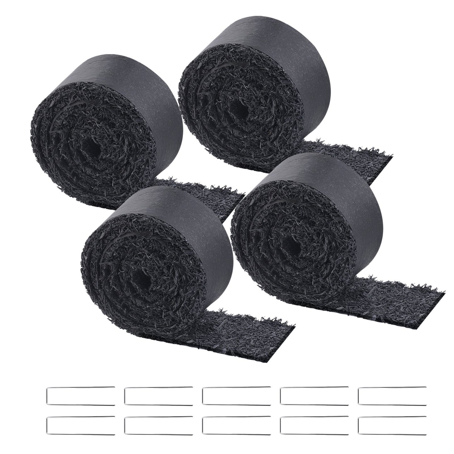 4 Rolls Rubber Mulch Roll for Landscaping 120 x 4.5 Inch Rubber Mulch Mat