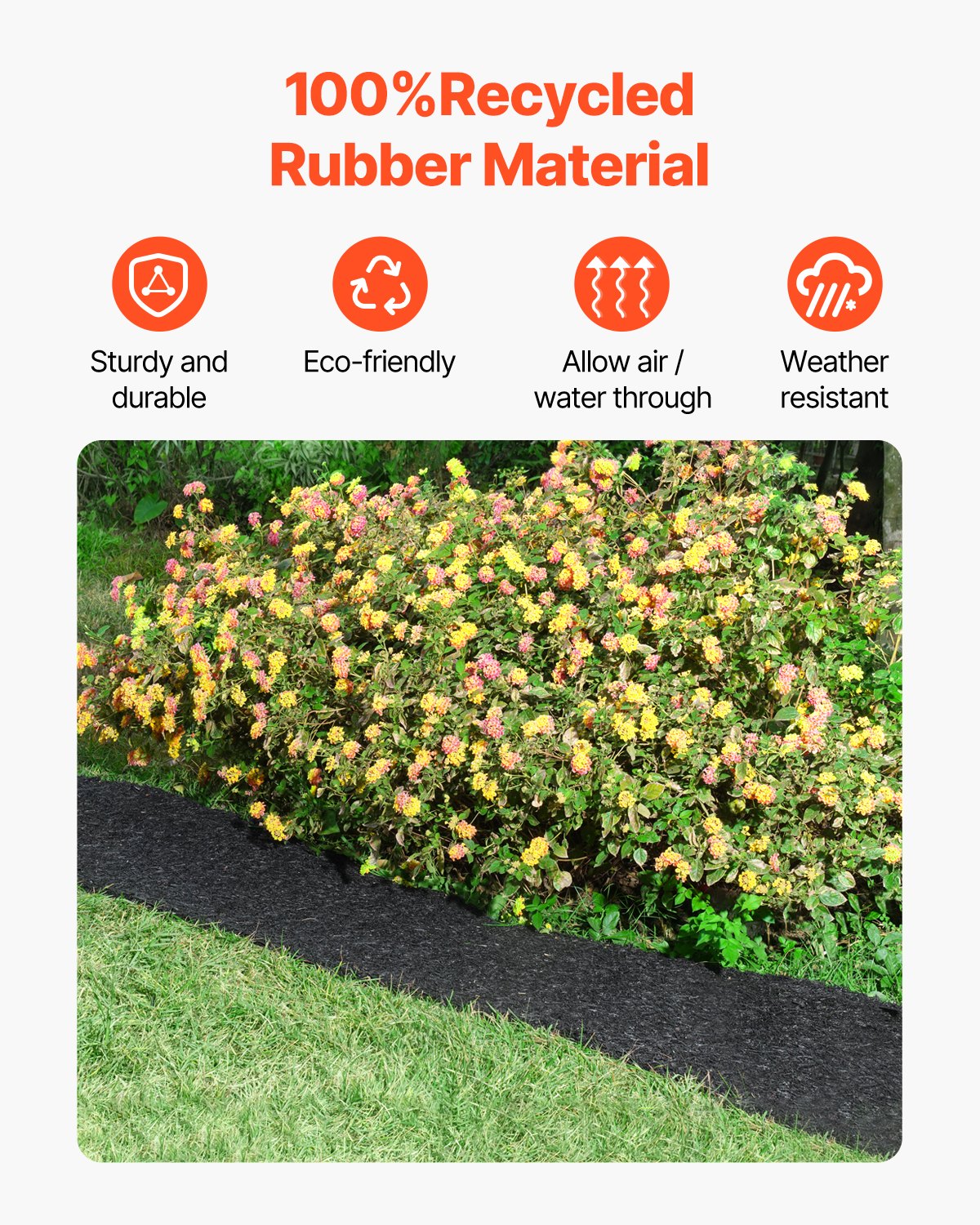 Rubber Mulch Roll for Landscaping 96 x 22 Inch Rubber Mulch Mat Pathway