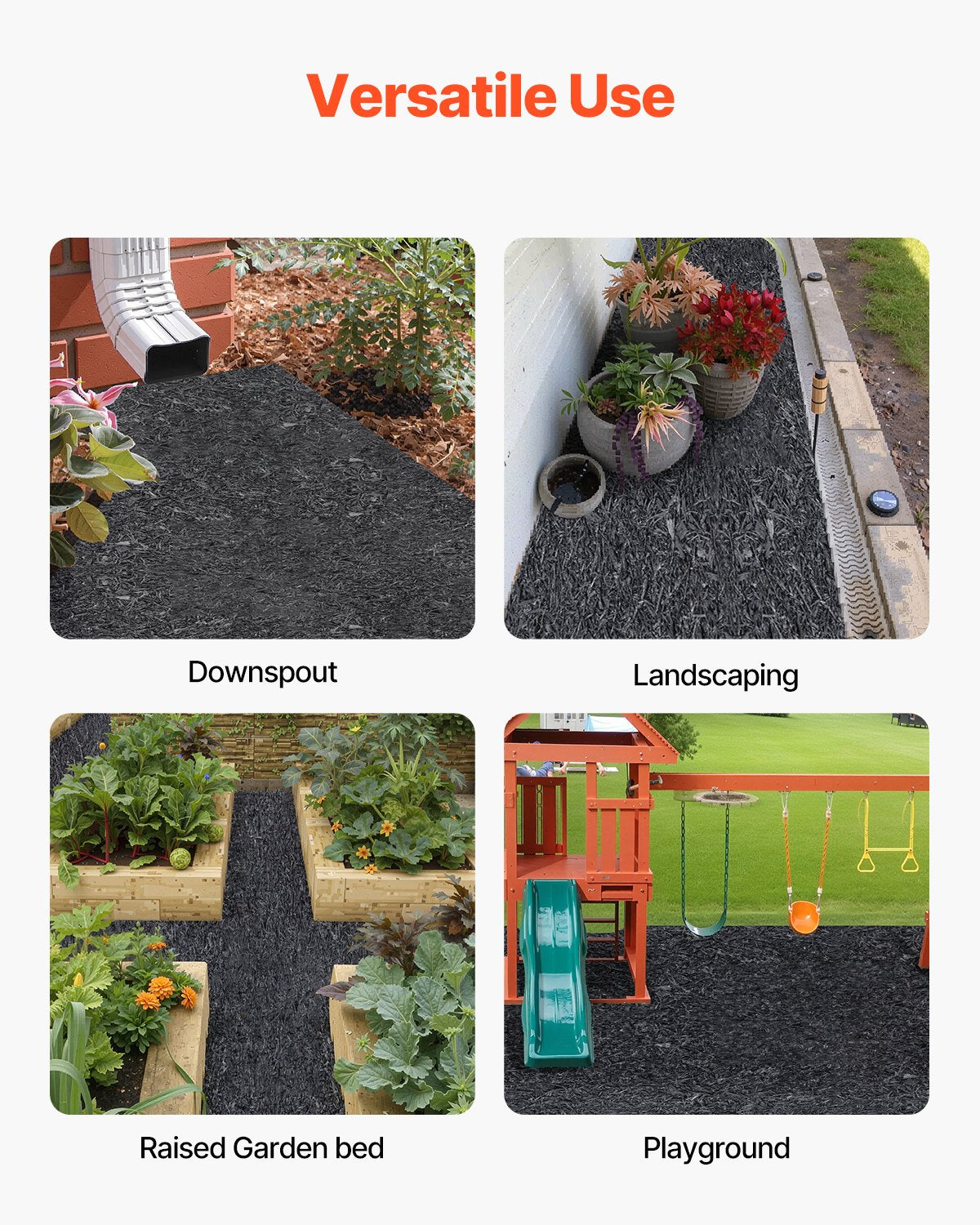 Rubber Mulch Roll for Landscaping 96 x 22 Inch Rubber Mulch Mat Pathway