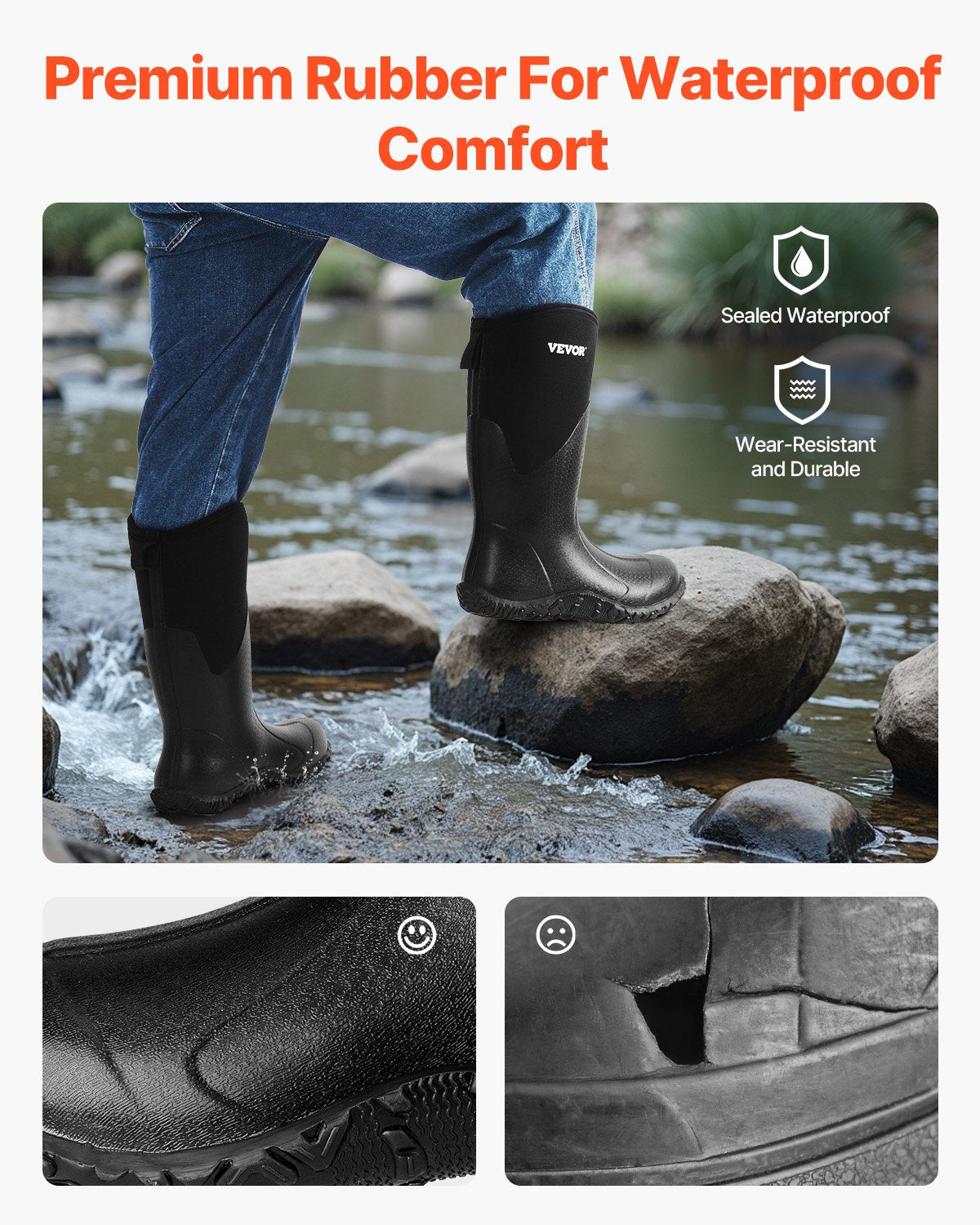 Skyddsskor för män Neopren gummi arbetsregnstövlar storlek 13 US