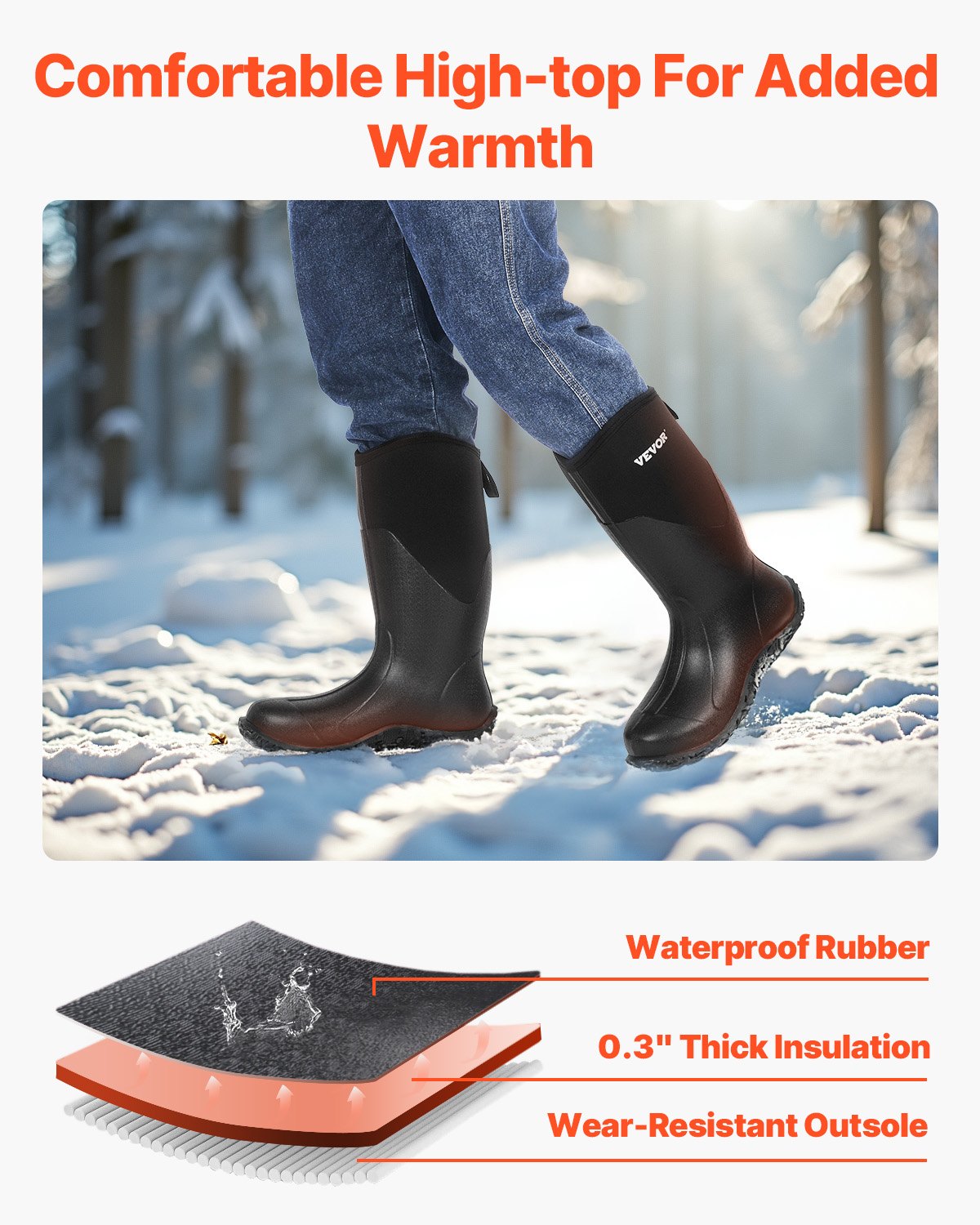 Skyddsskor för män Neoprengummi Arbetsregnstövlar storlek 9 US