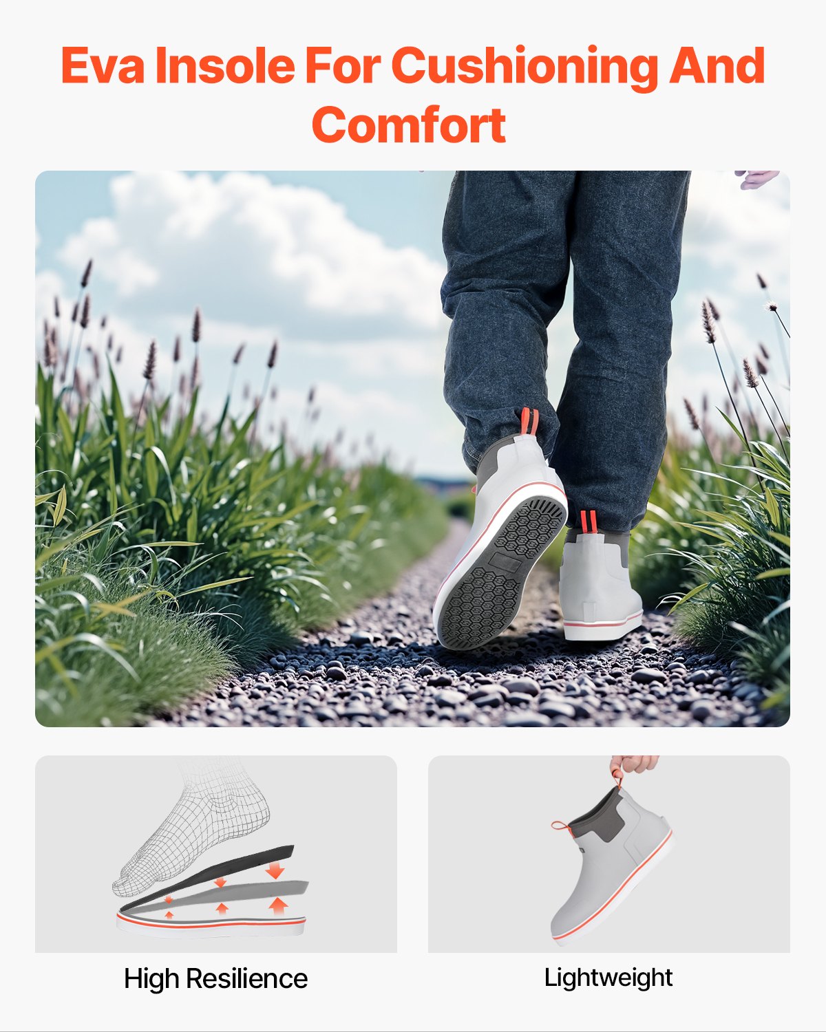 Men's Ankle Boots Waterproof Non-Slip Work Rain Boots Size 12 US