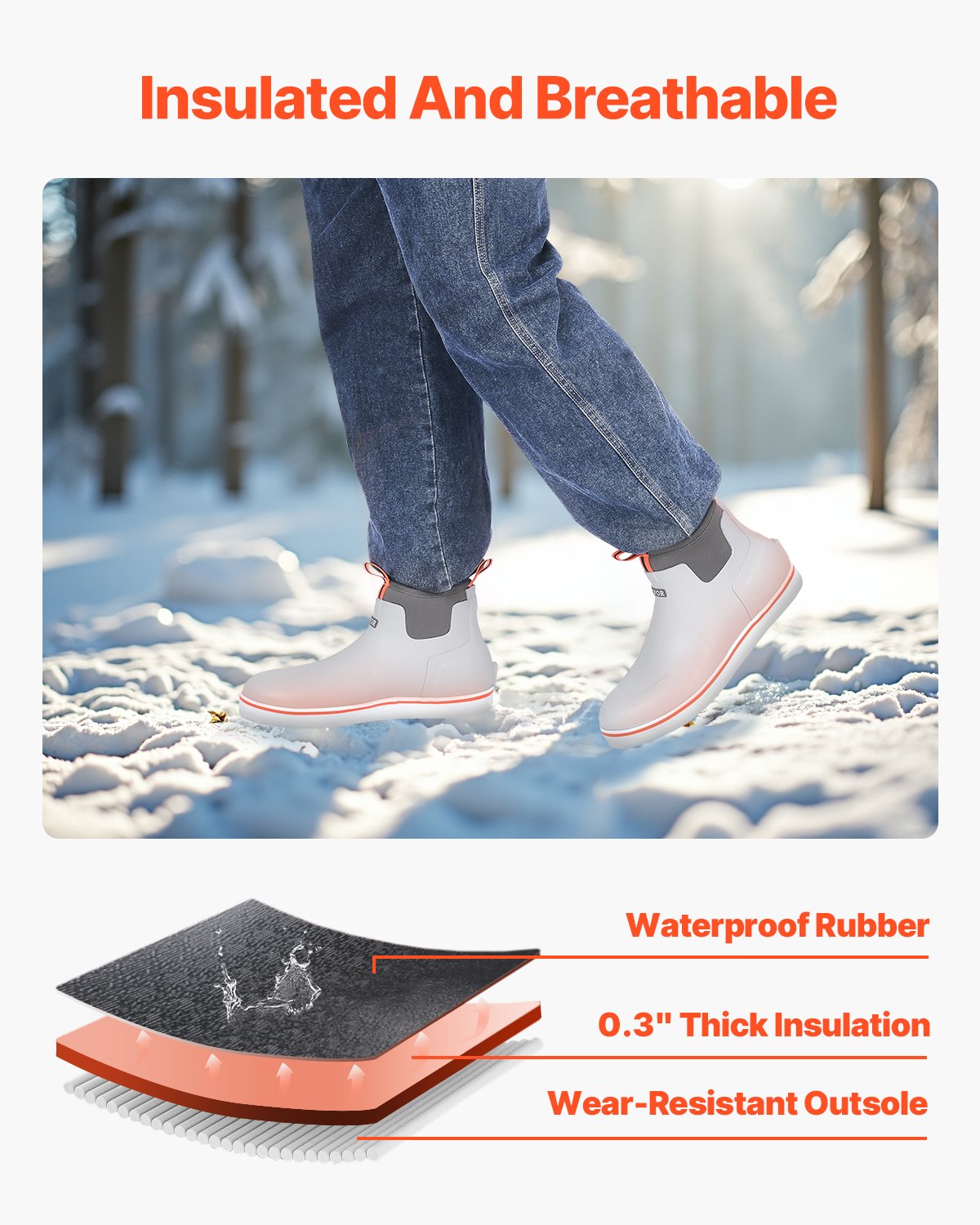 Men's Ankle Boots Waterproof Non-Slip Work Rain Boots Size 12 US