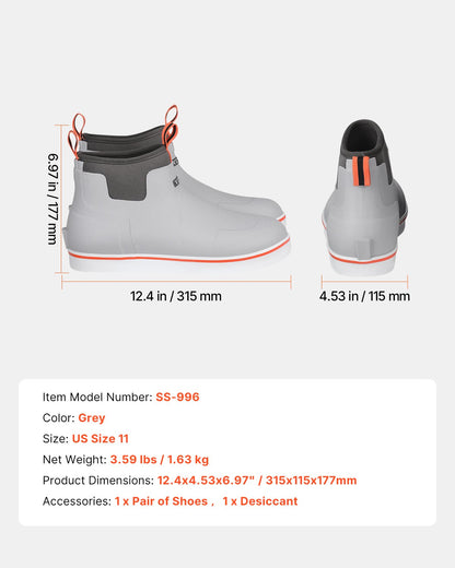 Ankle Deck Boots for Men Waterproof Non-Slip Work Rain Boots Size 11 US