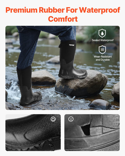 Rubber Boots Men Safety Shoes Steel Toe Work Rain Boots Size 10 US