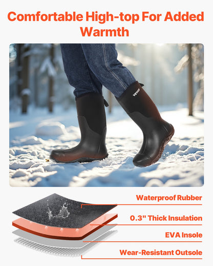 Rubber Boots Men Safety Shoes Steel Toe Work Rain Boots Size 10 US