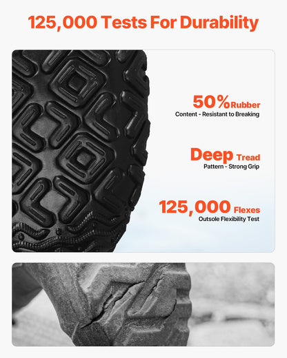 Rubber Boots Men Safety Shoes Steel Toe Work Rain Boots Size 13 US