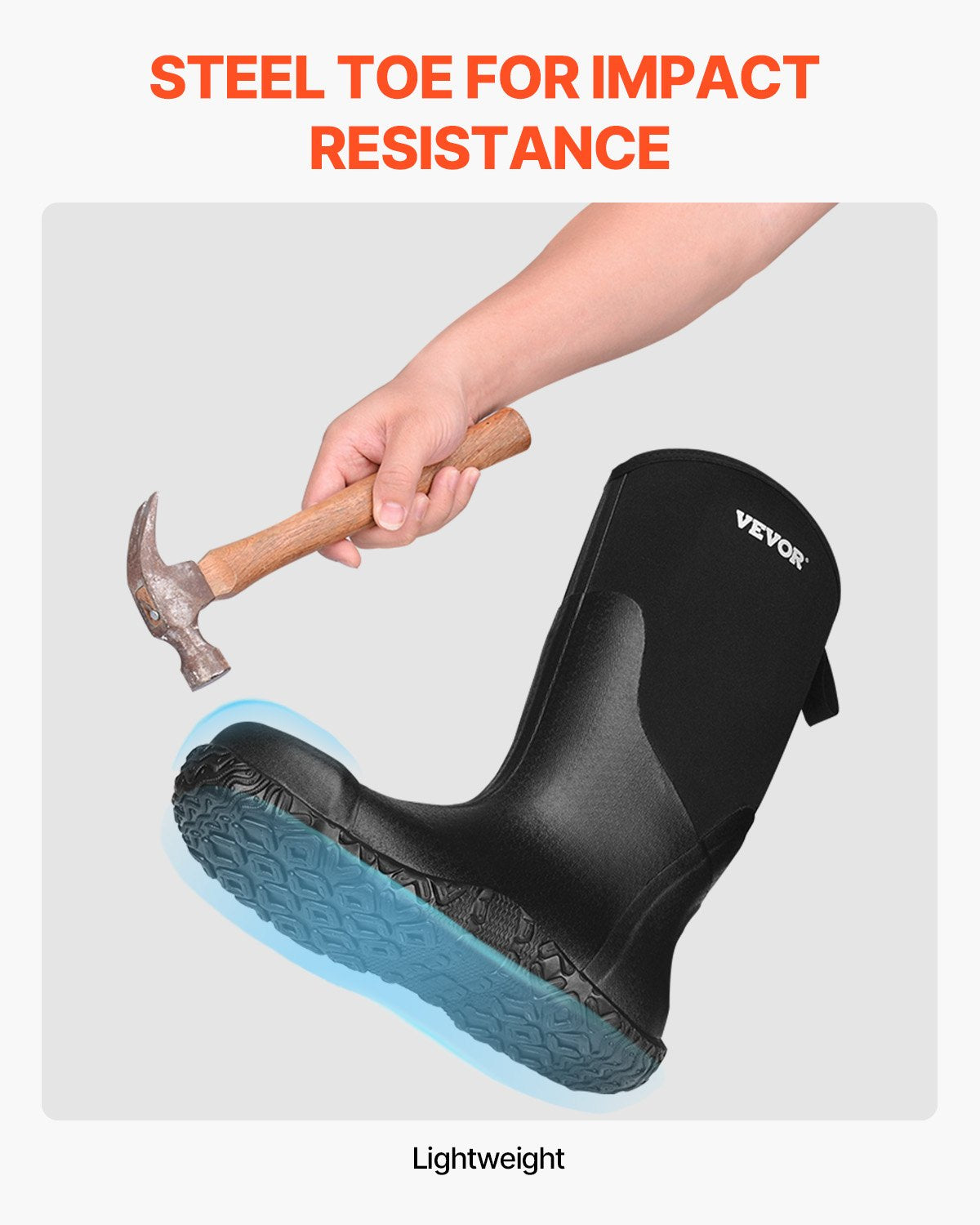 Rubber Boots Men Safety Shoes Steel Toe Work Rain Boots Size 9 US