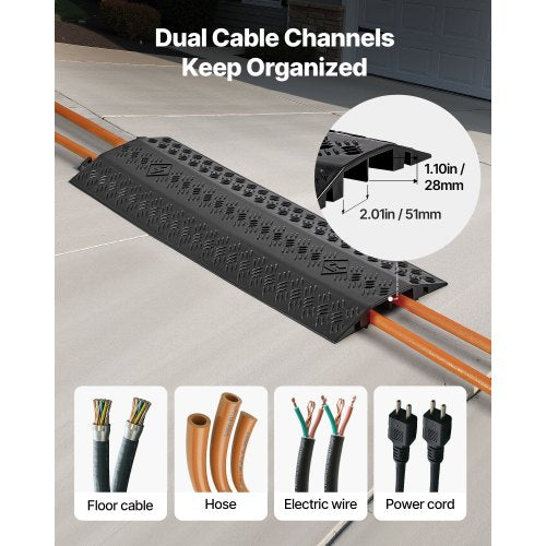 Kabelskydd för nedfall, 7 938 kg/axellastkapacitet, Kraftig kabelslangskyddsramp, Golvkabelskydd, För områden med hög gångtrafik, Inomhus, Utomhus, Hem, Kontor, Lager, 1-pack |  EU