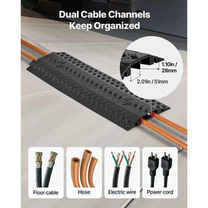 Kabelskydd för nedfall, 7 938 kg/axellastkapacitet, Kraftig kabelslangskyddsramp, Golvkabelskydd, För områden med hög gångtrafik, Inomhus, Utomhus, Hem, Kontor, Lager, 2-pack |  EU