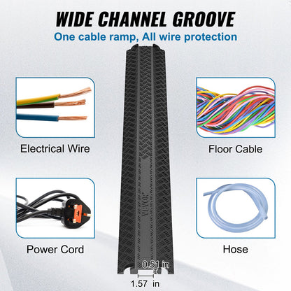 Drop Over Cable Cover Ramp, 2,000 lbs/axle Load Capacity, Heavy Duty Cable Hose Protection Ramp, Floor Cord Cover for High Traffic Areas Indoor Outdoor Home Office Warehouse School