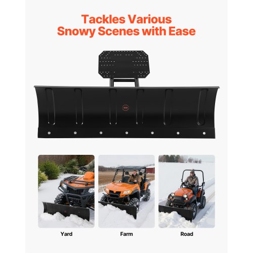 snöplogssats, 122 cm universal snöplogsfäste, höjd- och vänster-högerjusterbar, snabb att ta av, ATV-skrapblad i stål, 3 monteringsalternativ, effektiv snöröjning, för de flesta ATV och UTV |  EU