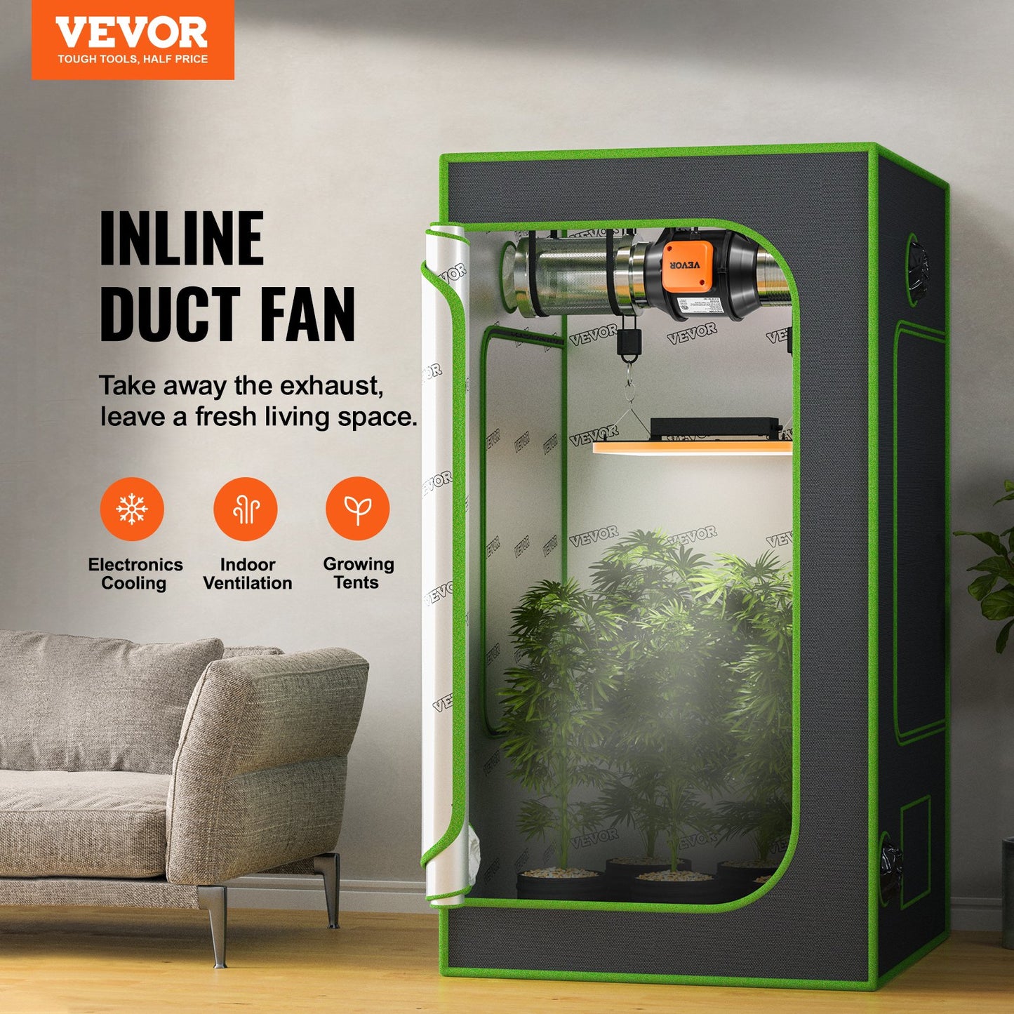 102 mm inline kanalfläkt HVAC avgasfläktsats AC variabel hastighetskontroll