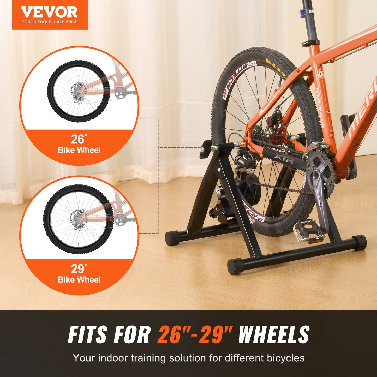 Bike Trainer Stand, magnetischer stationärer Fahrradständer für 26"-29" Räder, geräuschreduzierender Schwungradmotor, sicheres Radfahren für Indoor-Training, mit Schnellspannhebel und Vorderraderhöhung