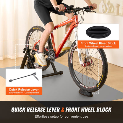 Bike Trainer Stand, magnetischer stationärer Fahrradständer für 26"-29" Räder, geräuschreduzierender Schwungradmotor, sicheres Radfahren für Indoor-Training, mit Schnellspannhebel und Vorderraderhöhung