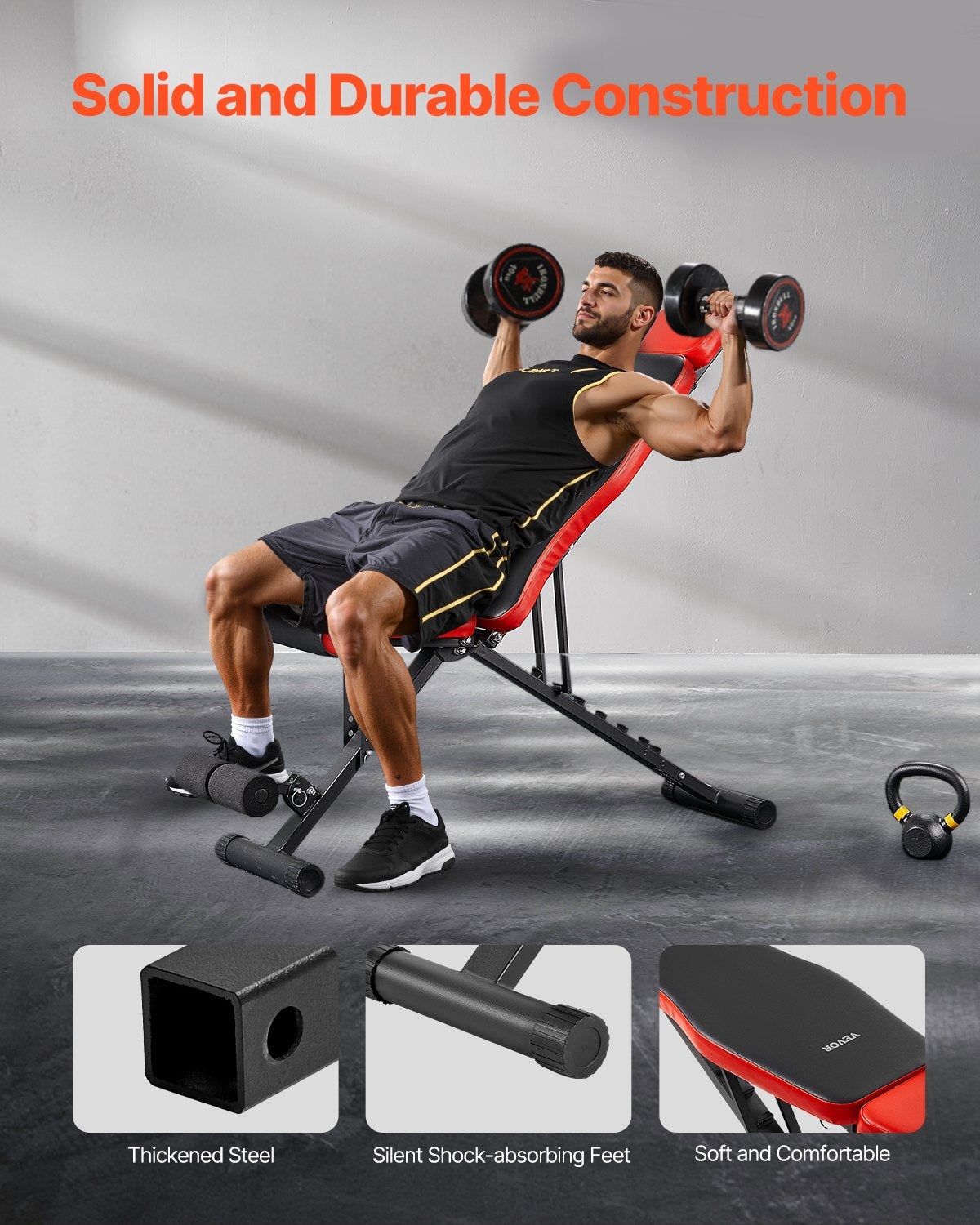 Viktbänk Sit up Bänk Hemgym Styrketräning Justerbar Hopfällbar