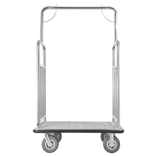 Hotel Luggage Cart 1200 LBS Brushed Stainless Steel Finish Bellman's Cart | EU