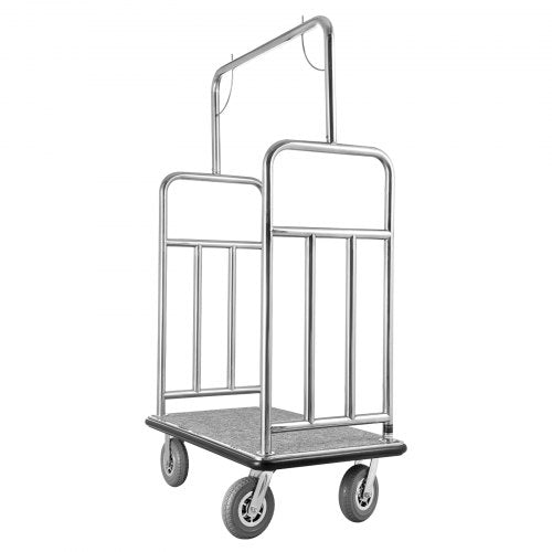 Hotel Luggage Cart 1200 LBS Brushed Stainless Steel Finish Bellman's Cart | EU