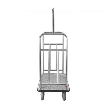 Hotel Luggage Cart 1200 LBS Brushed Stainless Steel Finish Bellman's Cart | EU