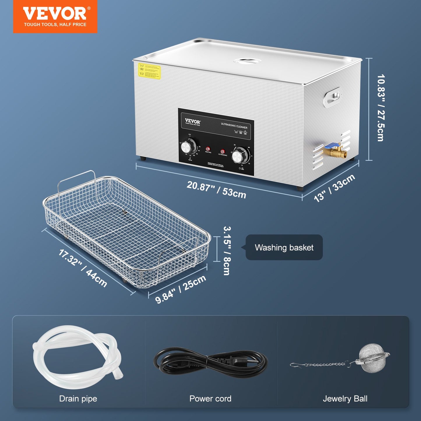 22L Ultrasonic Cleaner with Heating Timer and Digital Sound Machine