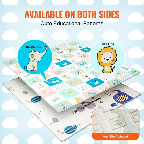 71"x79" Babylekmatta Barn Krypande Mjuk Aktivitetsgolv Lekmatta 2 Sidor |  EU