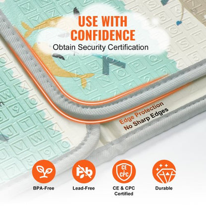 71"x79" Babylekmatta Barn Krypande Mjuk Aktivitetsgolv Lekmatta 2 Sidor |  EU