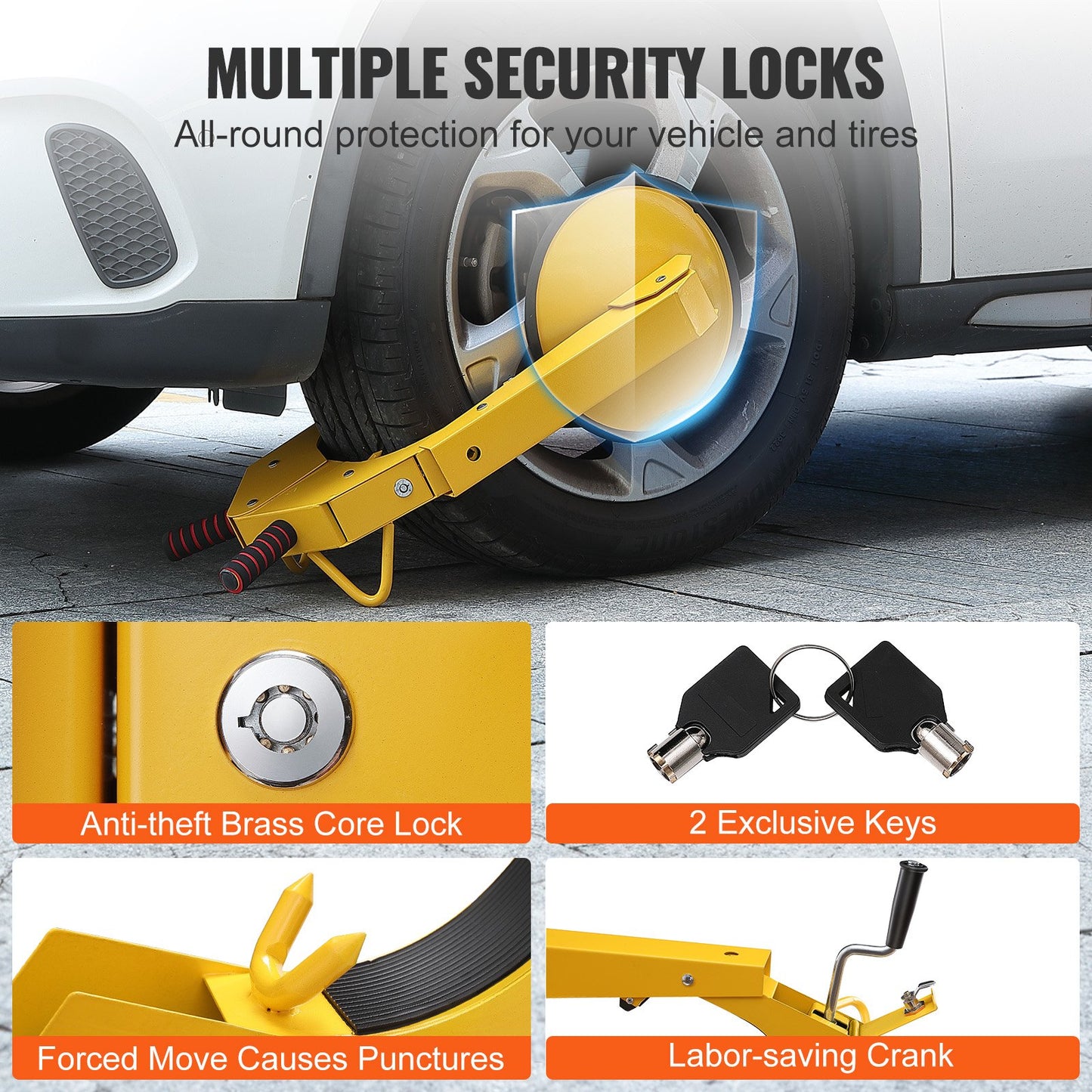 Wheel Lock Clamp, 1-Pack Trailer Wheel Lock, Heavy Duty Anti-Theft Tire Lock, Trailer Wheel Locks for RVs, Cars, Trucks, SUVs