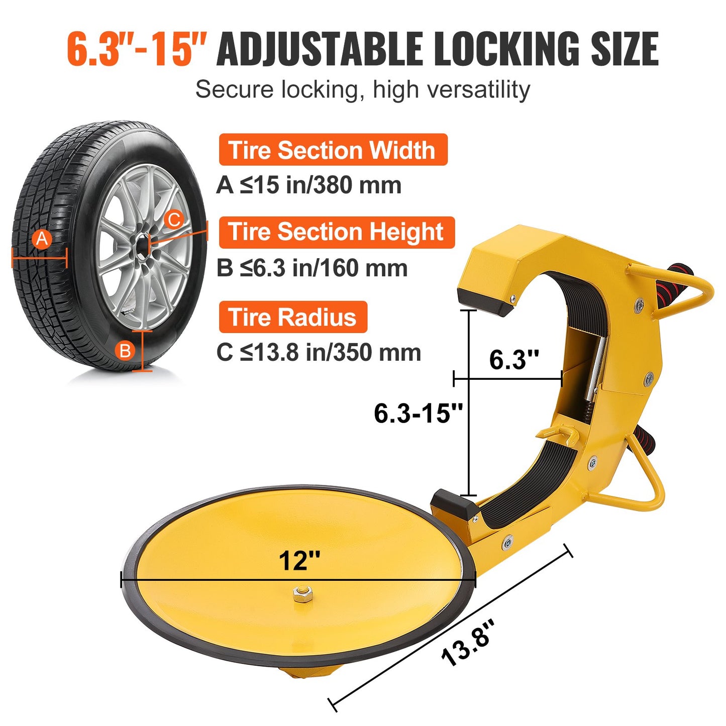 Wheel Lock Clamp, 2-Pack Trailer Wheel Lock, Heavy Duty Anti-Theft Tire Lock, Trailer Wheel Locks for RVs, Cars, Trucks, SUVs