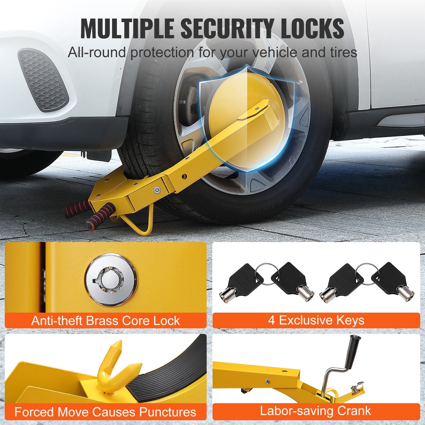 Wheel Lock Clamp, 2-Pack Trailer Wheel Lock, Heavy Duty Anti-Theft Tire Lock, Trailer Wheel Locks for RVs, Cars, Trucks, SUVs