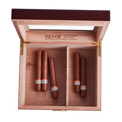 50 Cigars Humidor Glasstop Cedar Cigar Storage Box Humidifier Hygrometer