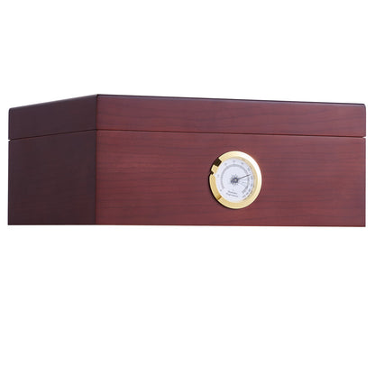 50 Cigars Humidor Glasstop Cedar Cigar Storage Box Humidifier Hygrometer
