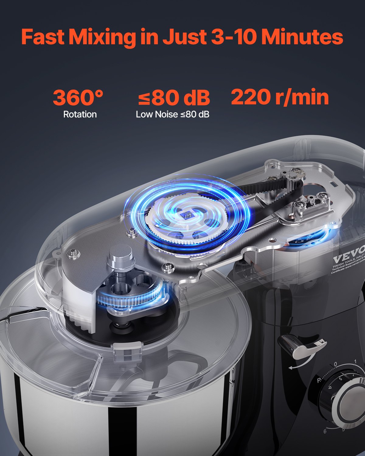 Stand Mixer 6 Quarts elektrisk degmixer 1400W 6 + P Speeds Matvisp