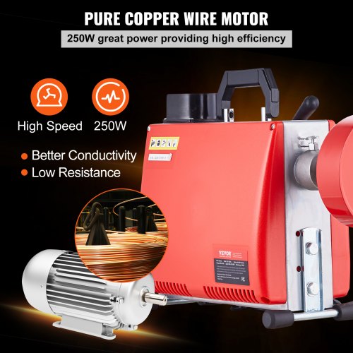 Sewer Cleaning Machine 66FT x 5/8" 250W Sewer Snake Auger Manual Feed | EU