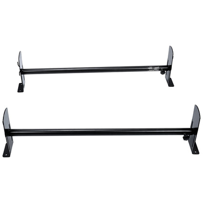 Takräcke för skåpbilar, takräcken i legerat stål med 2 stång, 227 KG kapacitet Regnränna takräcke, justerbar längd 910-1460 mm, skåpbilsstegeställ kompatibel med Chevrolet Express, GMC Savana, etc.