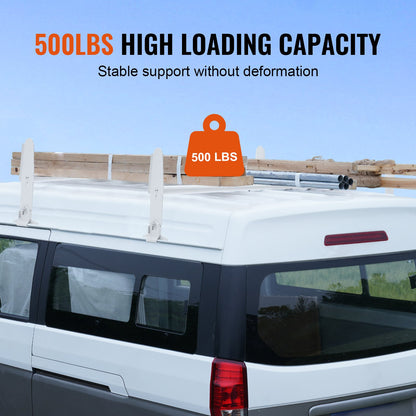 Van Takräcke, Stegställ i legerat stål med 2 stång, Justerbar från 1200-2000 mm, 227 kg Kapacitet, Takräcke kompatibel med fullstora skåpbilar med regnränna, Chevrolet Express, GMC Savana