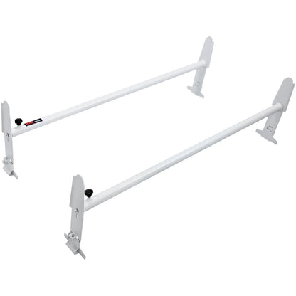 Van Takräcke, Stegställ i legerat stål med 2 stång, Justerbar från 1200-2000 mm, 227 kg Kapacitet, Takräcke kompatibel med fullstora skåpbilar med regnränna, Chevrolet Express, GMC Savana
