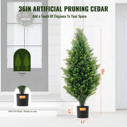 2er-Pack 3' Künstliche Zeder Topiary Baum Faux Pflanze UV Dekor Indoor/Outdoor