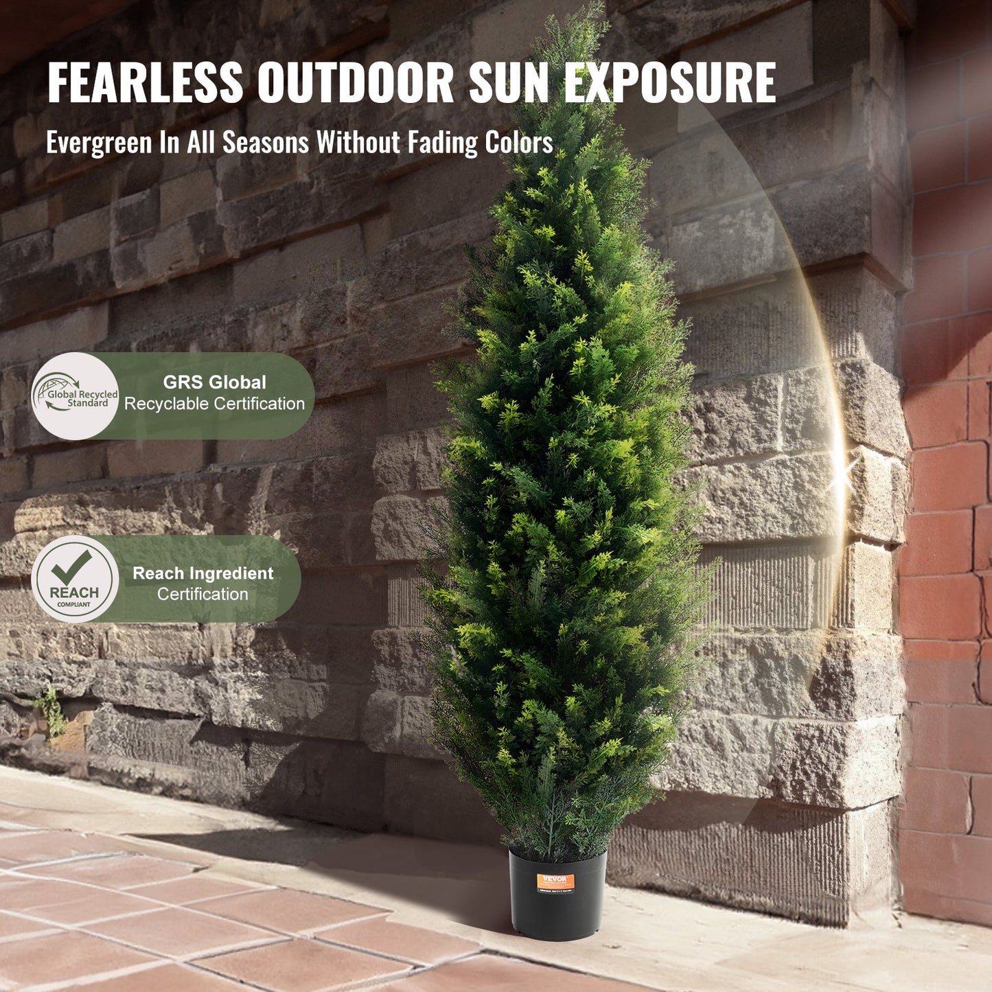 2-pack 5' Artificiell ceder Topiary Tree Faux Plant UV-dekor inom/utomhus